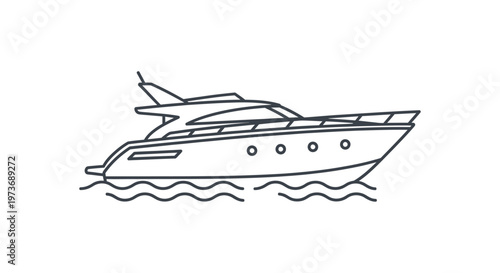a minimalist line art icon of a luxury yacht sailing on water a simple vector graphic for marine transport and travel concepts