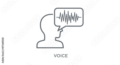voice icon for speech recognition and sound wave communication technology representing a voice assistant concept for uiux design.