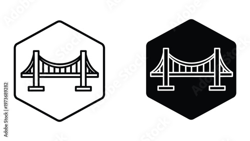 Contrasting bridge icons in white and black background styles