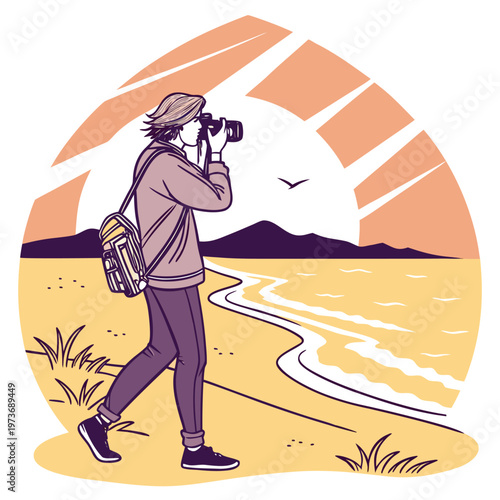 Creative beach photography scene capturing sunset moments. Ideal for travel blogs, creative content, and lifestyle branding.