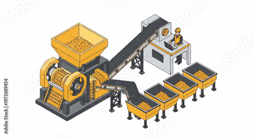 Industrial Recycling Plant Machinery Illustration.