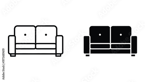 Comparison of a light-colored and dark-colored modern three-seater sofa design