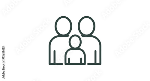 family icon representing a family unit with parents and a child perfect for social issues and lifestyle concepts