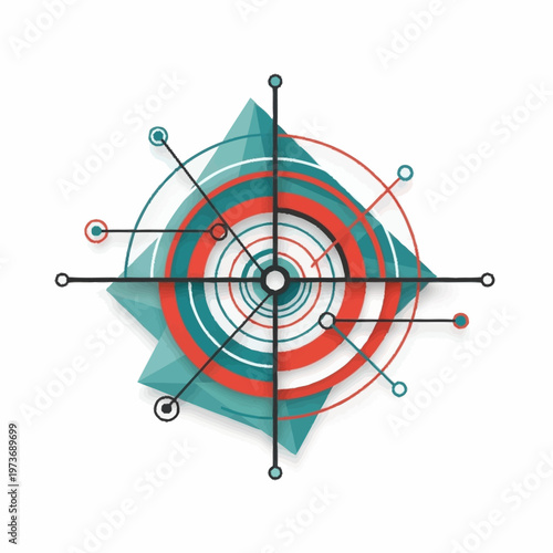 Colorful concentric circle graphic design element.