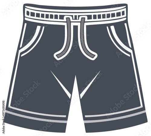 Athletic dark grey shorts with white trim and drawstring for activewear or casual wear