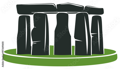 Ancient prehistoric stone circle monument iconic historical landmark illustration