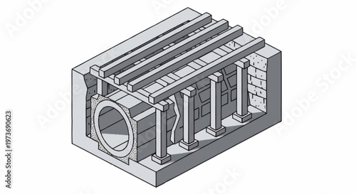 Detailed Architectural Cross-Section of a Drainage System.