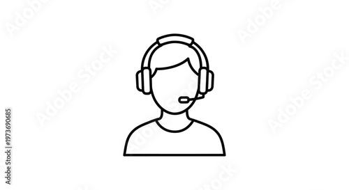 simple line icon of a customer service agent wearing a headset with microphone perfect for illustrating online communication helpdesk and call center.