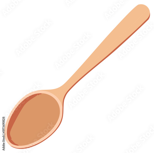 Isolated light wooden spoon - for cooking, food service, and tableware design elements.