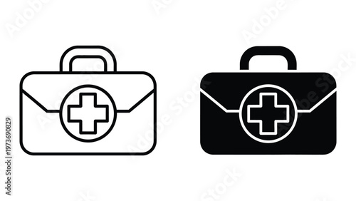 Medical briefcase icons in contrasting color schemes for visual distinction