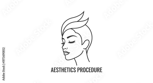 simple line art illustration of a womans profile representing an aesthetics procedure or beauty treatment for modern skin care.