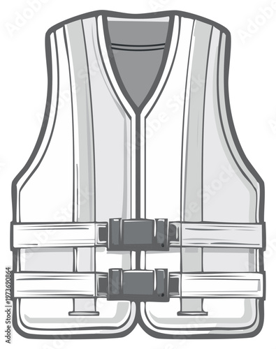 Illustrated safety vest vector illustration. High visibility protective work wear design.