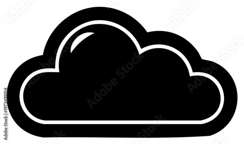Simple black cloud icon graphic symbol for weather and cloud computing technology isolated illustration