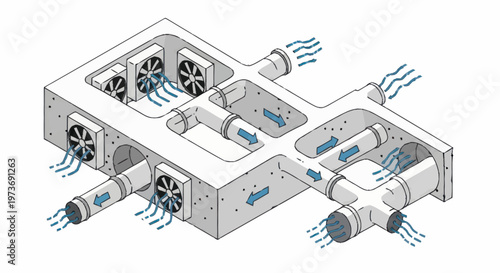 HVAC System Diagram Illustrating Airflow and Components.