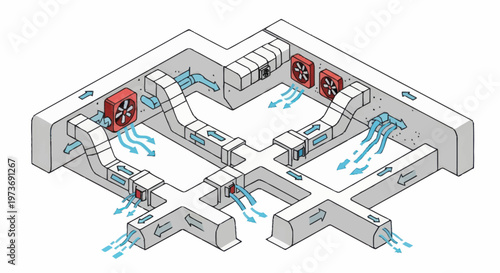 HVAC System Diagram Illustrating Airflow and Components.