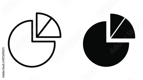Contrasting pie charts illustrating different visual styles with missing segments