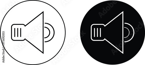 Volume icon set. Sound and audio symbols. Speaker sign. Music and media player design. Sound level symbols. Volume sign. Multimedia and entertainment design
