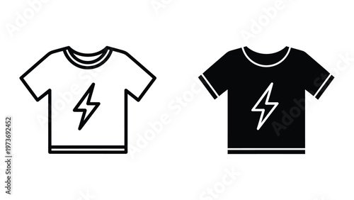 Contrast t-shirts featuring lightning bolt designs in white and black backgrounds