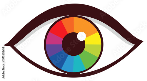 Artistic Eye with Rainbow Iris Demonstrating Color Theory and Vision