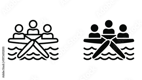 Comparison of rowing styles with different team visual representations