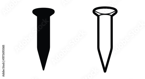 Two black nail depictions one solid and one outlined a stark silhouette