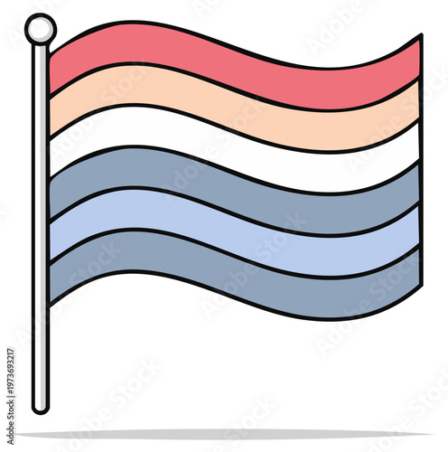 Waving Pomosexual pride flag on a flagpole vector illustration symbol of queer community identity