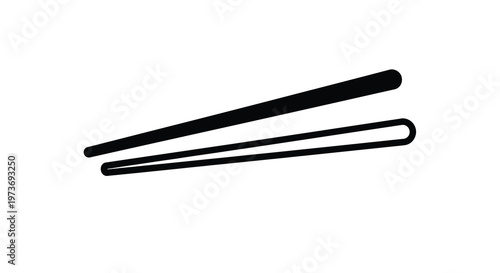 Simple black and white illustration of a pair of chopsticks silhouette