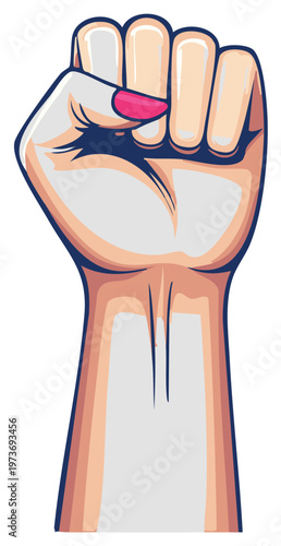 Powerful female fist illustration symbolizing strength unity and women's rights activism