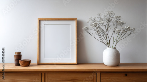 Minimalist Wooden Frame Mockup Living Room Decor