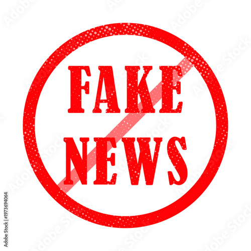 Fake News Red Circle Stamp Warning Grunge Texture Label Hoax Media Symbol