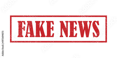 Fake News Red Stamp Label Misinformation Warning Banner Grunge Texture