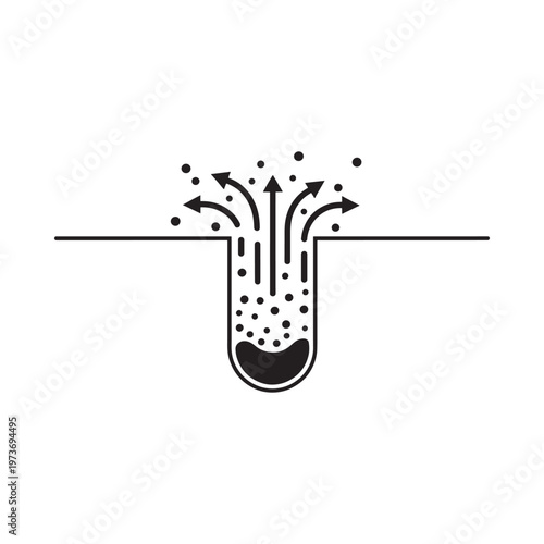 Abstract depiction of a geyser eruption with rising water and steam