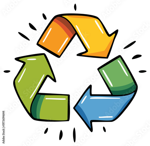 Colorful Arrows in Triangular Shape, Recycling Symbol for Eco-Friendly Initiatives