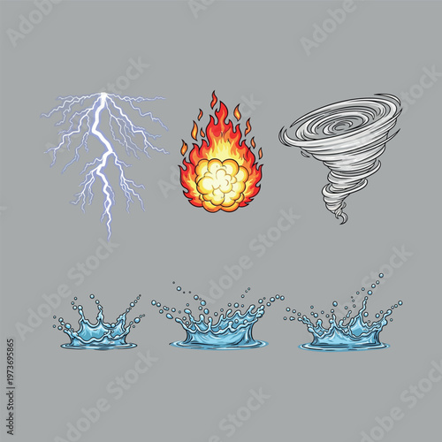 Weather and natural disaster icons set.
