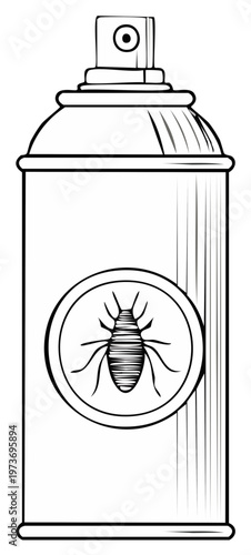Pest Control Spray Can Illustration Insecticide Graphic Design Outline