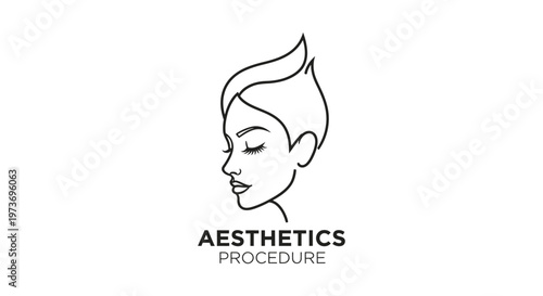 aesthetics procedure line art of a woman profile for beauty treatment and facial skin care branding.
