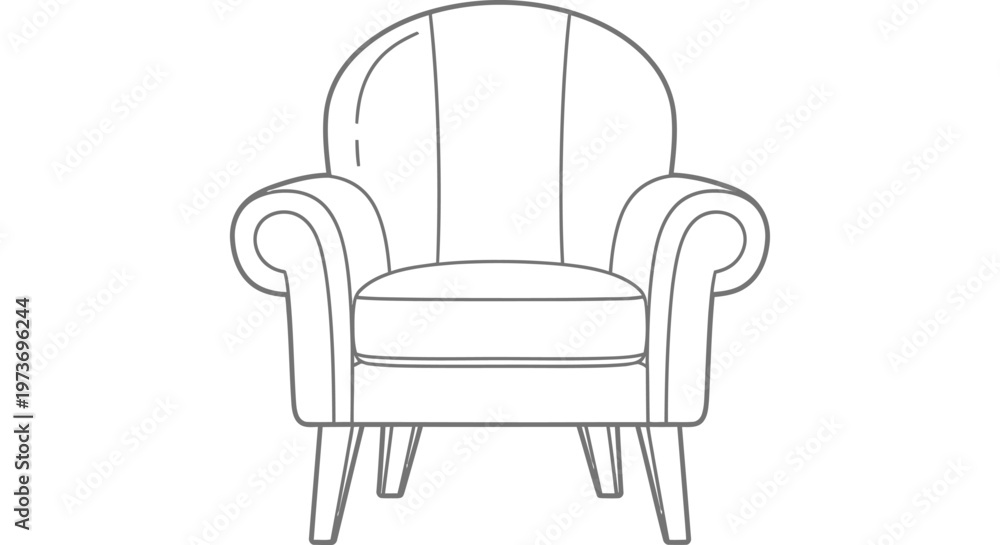 Fototapeta premium upholstered armchair and chair furniture illustration vector a classic piece for modern home interior design concepts