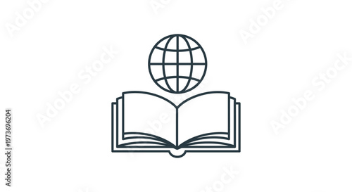 open book and globe icon representing global education and international studies symbolizing worldwide knowledge and learning