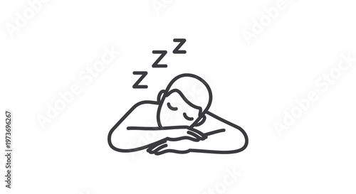 sleepy person taking a nap or resting illustrated with zzz symbols representing fatigue relaxation or a break.