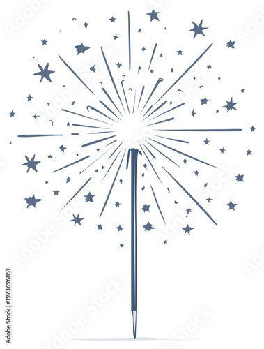 Hand drawn sparkler with stars for celebrations and holidays creates a festive mood