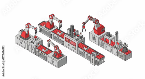 Industrial robotic assembly line system.