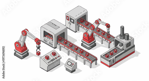 Industrial robotic factory production line.