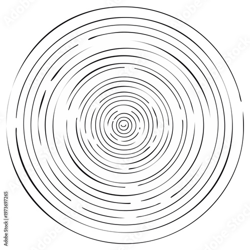 Abstract vortex of sketchy hand drawn concentric circles creating a spinning ripple illusion