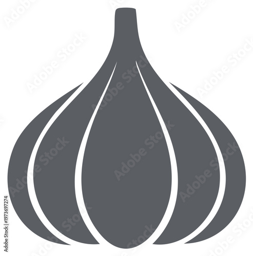 Single bulb of garlic in glyph form showing each clove in graphic style