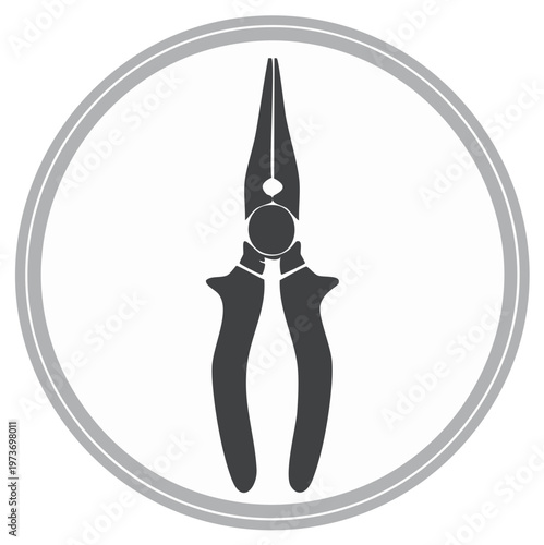 Needle Nose Pliers Hand Tool Silhouette Icon Vector Illustration for Repair and Craft Work
