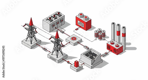 Industrial Power Generation and Distribution System Diagram.