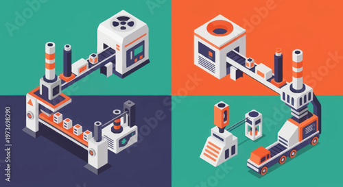 Automated Industrial Robotic Arm Assembly Line.