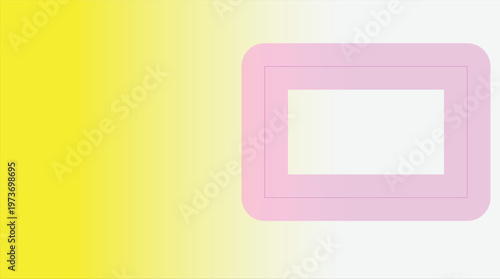 A glossy 3d pink and white picture frame vector illustration serves as a blank web banner template and empty business sign element for modern website technology design