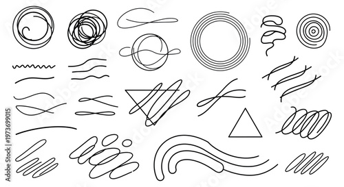 Black and white line art shapes.