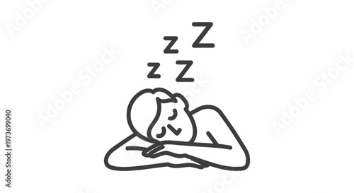 sleeping person icon taking a quiet nap illustrating concepts of rest relaxation and peaceful comfort for well-being